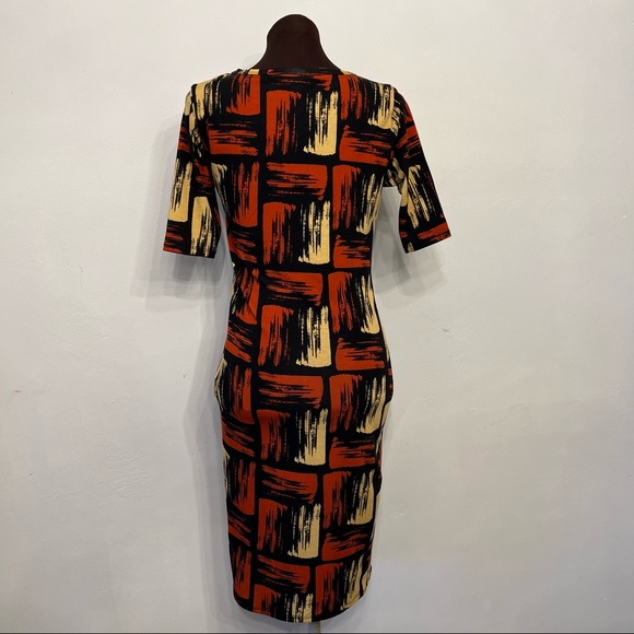 LuLaRoe Julia 363 Black with Yellow & Red Print, XS, EUC - Picture 3 of 6